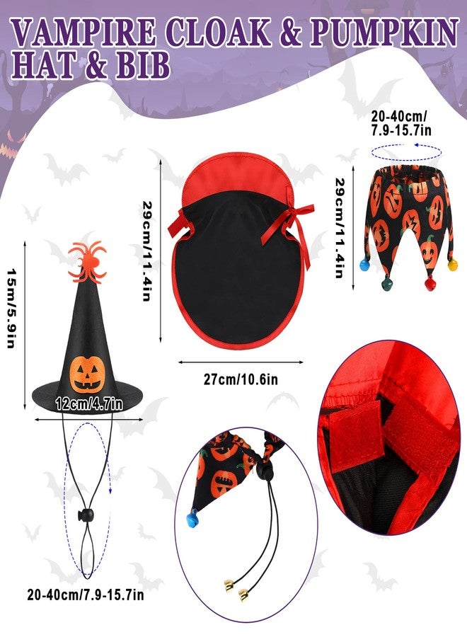 JaGely Halloween 5 Pieces Pet Costume Cat Dogs Cosplay Clothes Vampire Cloak Bat Pumpkin Hat Bib with Bells Wings Dinosaur Dragon Cat Collar Small Kitty Puppy Outfits for Halloween Party Pet Cosplay - Image 3