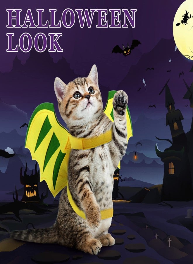 JaGely Halloween 5 Pieces Pet Costume Cat Dogs Cosplay Clothes Vampire Cloak Bat Pumpkin Hat Bib with Bells Wings Dinosaur Dragon Cat Collar Small Kitty Puppy Outfits for Halloween Party Pet Cosplay - Image 5