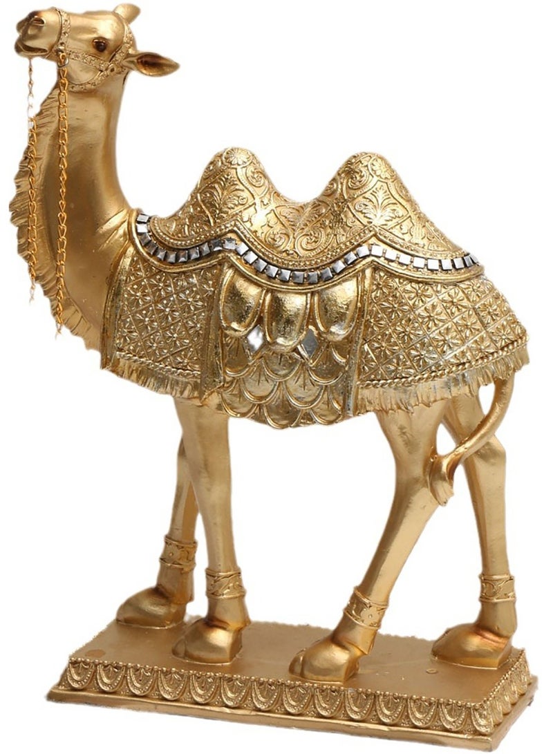 NUACOS Resin Camel Figurine Gold Desert Animal Figurines Small Statues Standing Camel Decor Ornament Office Home Desktop Decoration - Image 1
