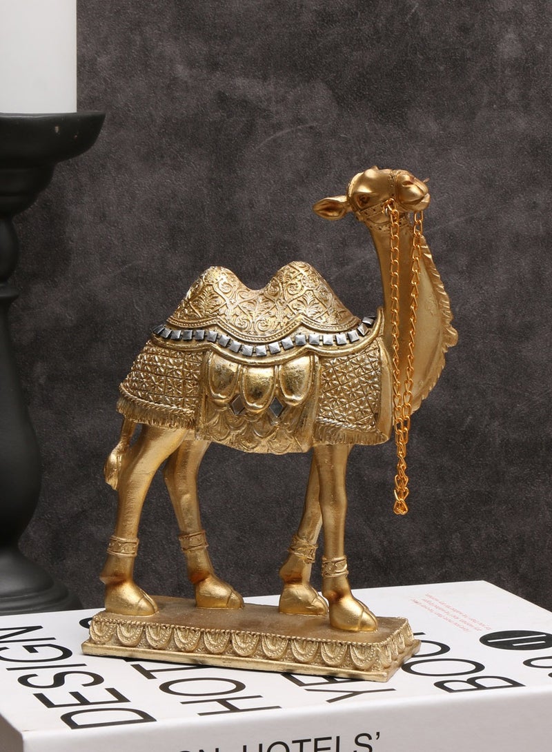 NUACOS Resin Camel Figurine Gold Desert Animal Figurines Small Statues Standing Camel Decor Ornament Office Home Desktop Decoration - Image 2