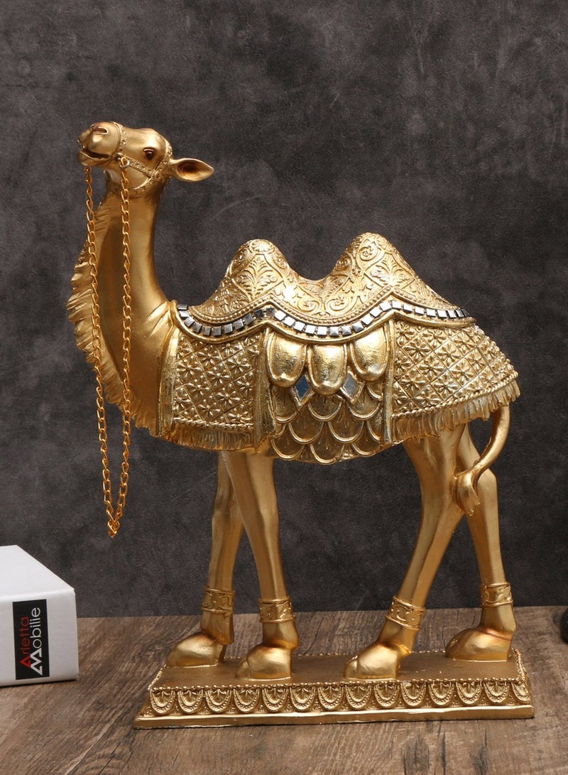 NUACOS Resin Camel Figurine Gold Desert Animal Figurines Small Statues Standing Camel Decor Ornament Office Home Desktop Decoration - Image 4