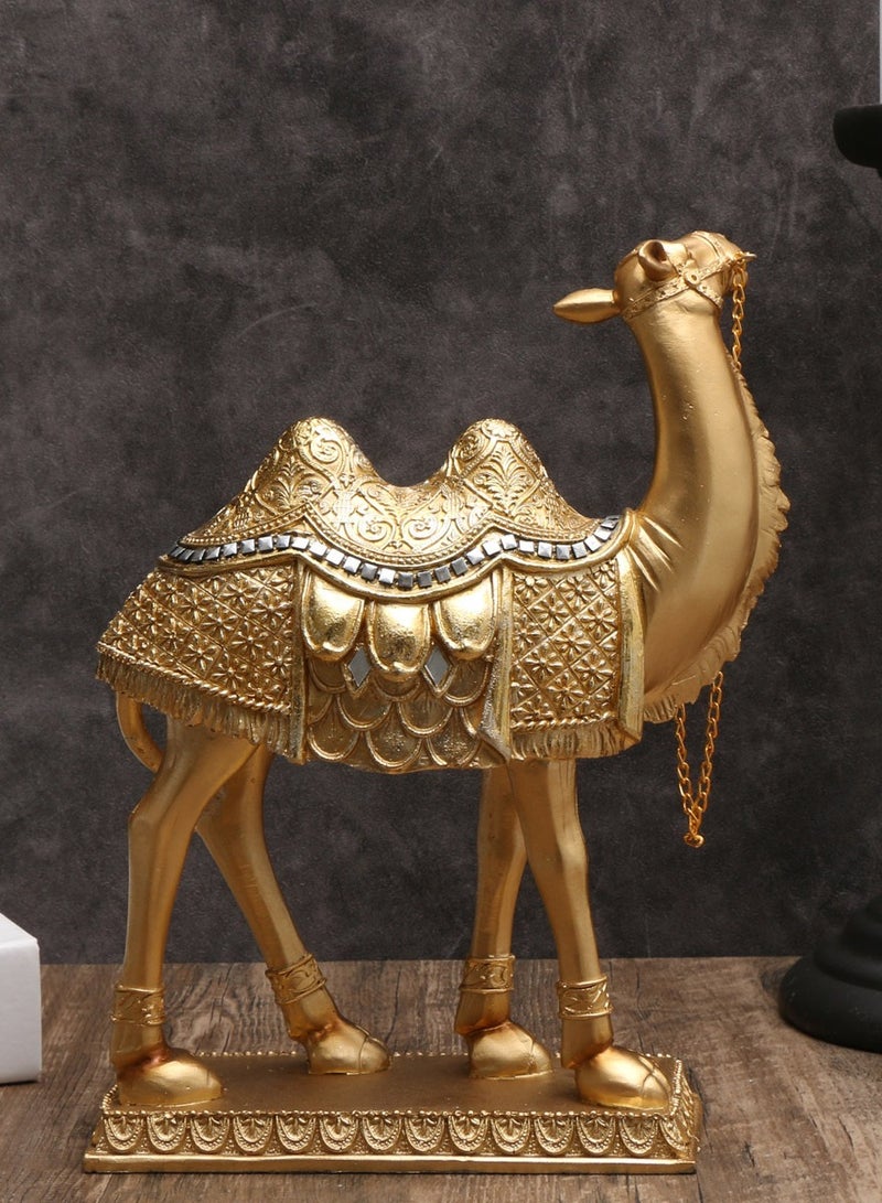 NUACOS Resin Camel Figurine Gold Desert Animal Figurines Small Statues Standing Camel Decor Ornament Office Home Desktop Decoration - Image 5