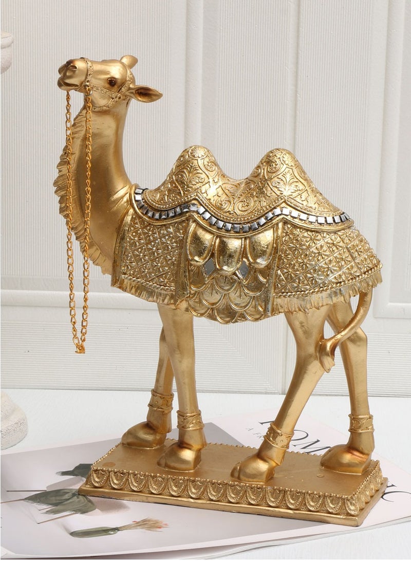 NUACOS Resin Camel Figurine Gold Desert Animal Figurines Small Statues Standing Camel Decor Ornament Office Home Desktop Decoration - Image 3