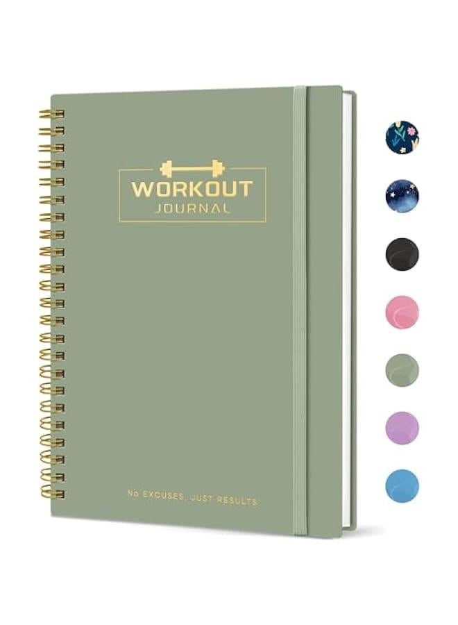 Arabest Fitness Workout Journal for Women & Men, A5(5.5 x 8.2) Workout Log Book Planner for Tracking, Progress, and Achieving Your Wellness Goals - Green - Image 1