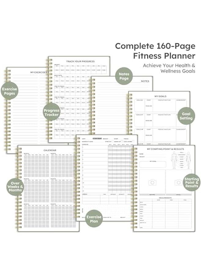 Arabest Fitness Workout Journal for Women & Men, A5(5.5 x 8.2) Workout Log Book Planner for Tracking, Progress, and Achieving Your Wellness Goals - Green - Image 5