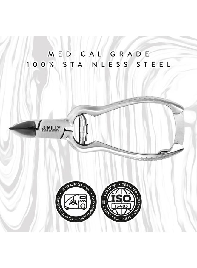 By MILLY German Steel Heavy Duty Toenail Clippers for Thick Toenails | Trim Thick or Hard Toenails | Professional Nail Clippers for Seniors & Podiatrist Toenail Clippers (Silver) - Image 4
