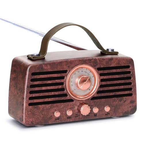 Artis BT45 Retro Portable Wireless Bluetooth Speaker with Analog Control FM/USB/TF Card Reader/AUX in & Hands Free Calling Mic.(Brown) (14W RMS Output) - Image 1