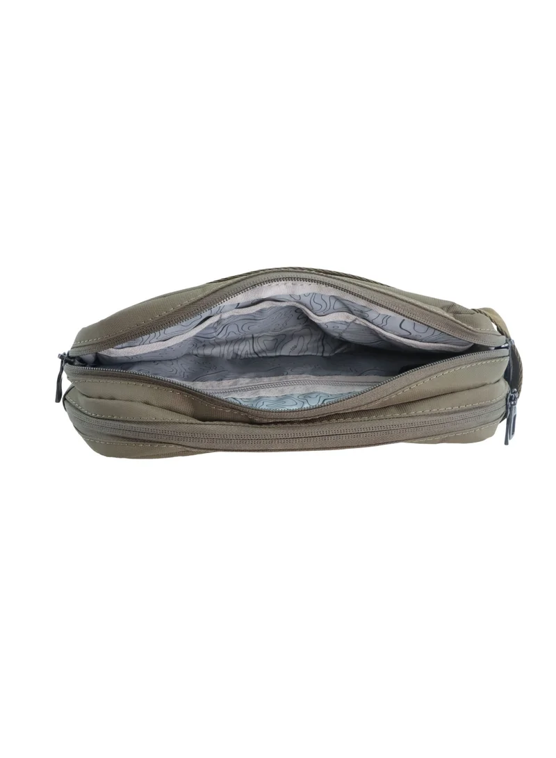 Discovery Khaki Downtown Travel Toiletry Bag – Eco Recycled Dopp Kit with Multi-Compartment Zipper Organizer & Side Handle | Travel, Gym & Daily Grooming  | Best Price UAE