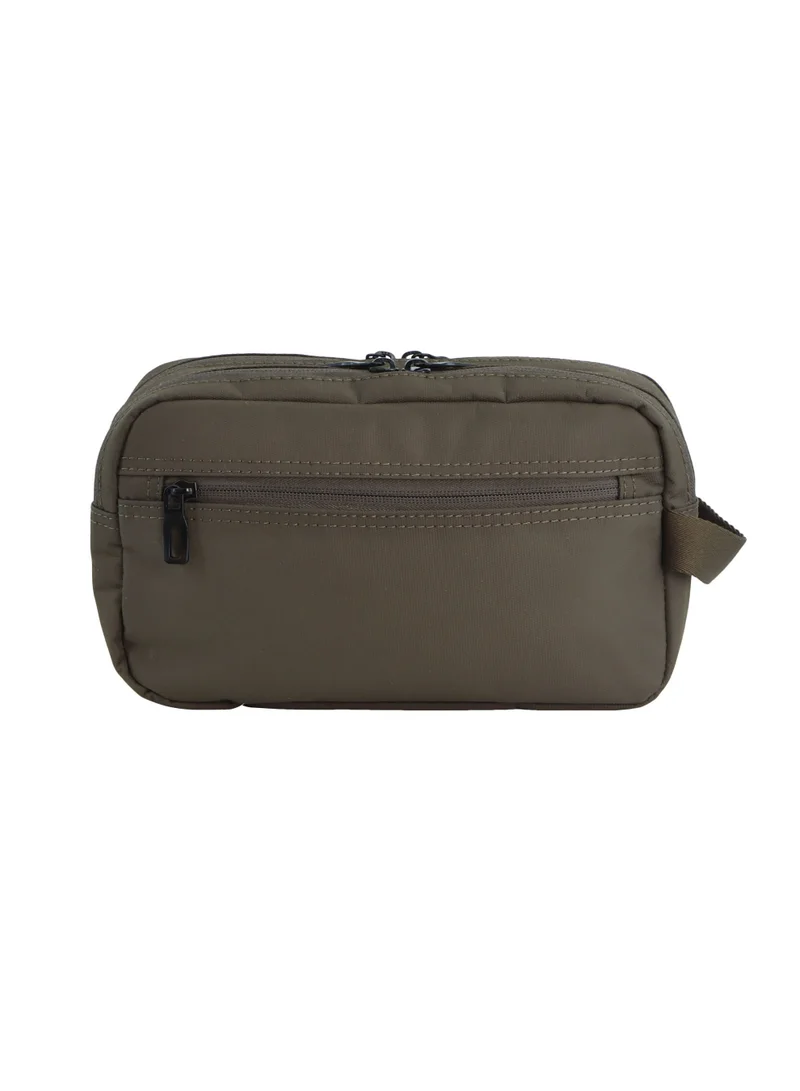 Discovery Khaki Downtown Travel Toiletry Bag – Eco Recycled Dopp Kit with Multi-Compartment Zipper Organizer & Side Handle | Travel, Gym & Daily Grooming  | Best Price UAE