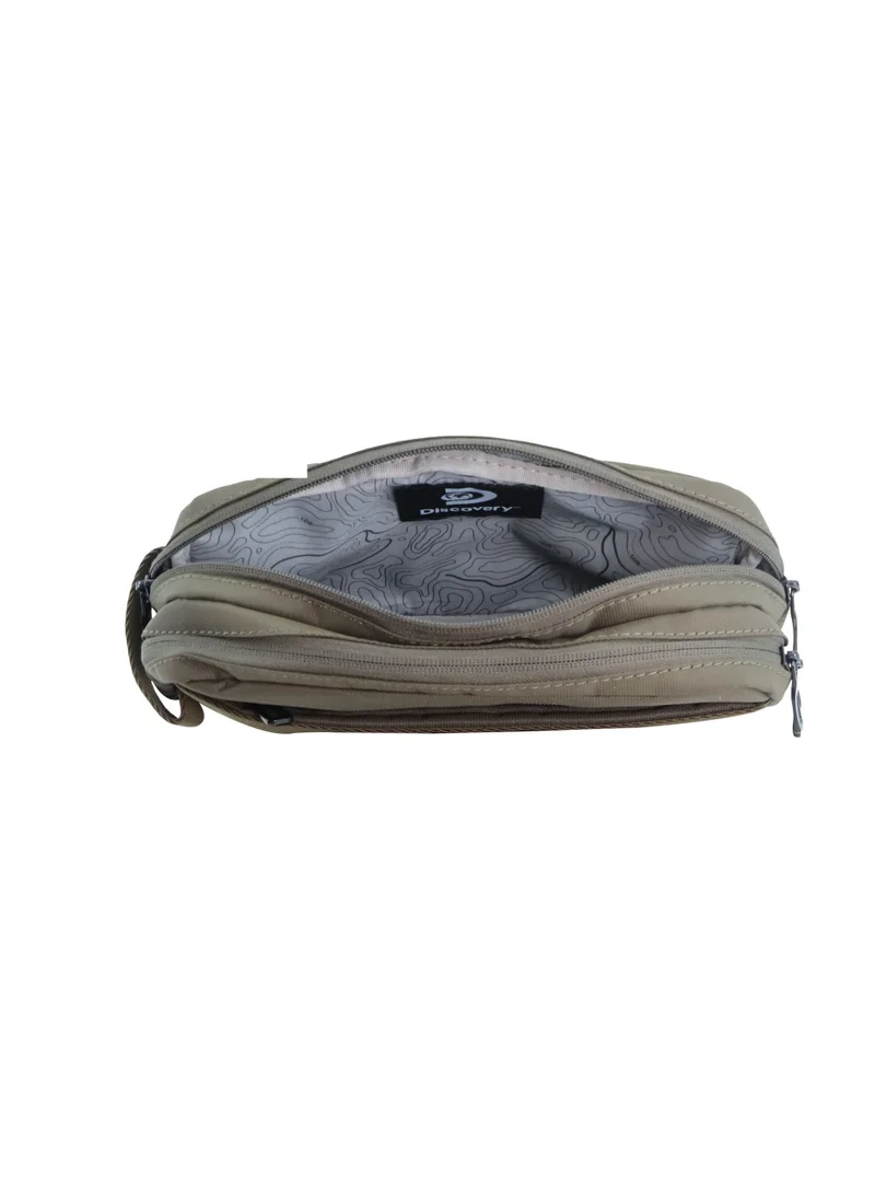Discovery Khaki Downtown Travel Toiletry Bag – Eco Recycled Dopp Kit with Multi-Compartment Zipper Organizer & Side Handle | Travel, Gym & Daily Grooming  | Best Price UAE