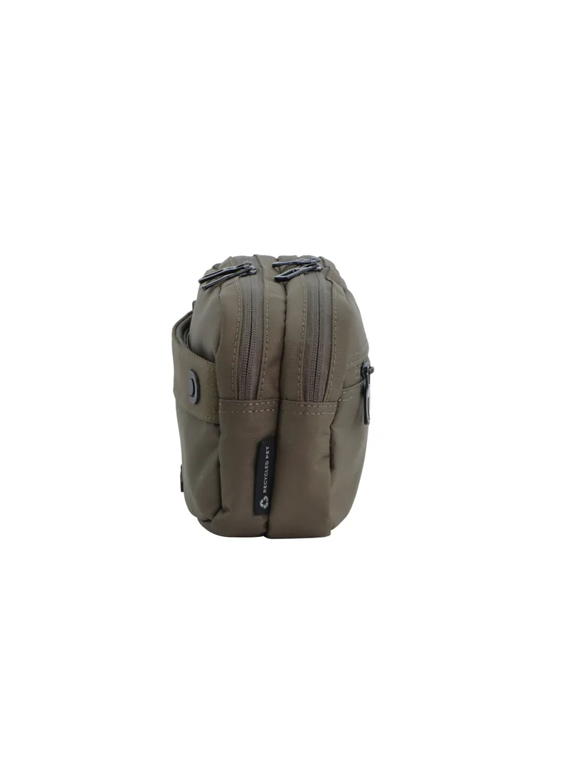 Discovery Khaki Downtown Travel Toiletry Bag – Eco Recycled Dopp Kit with Multi-Compartment Zipper Organizer & Side Handle | Travel, Gym & Daily Grooming  | Best Price UAE