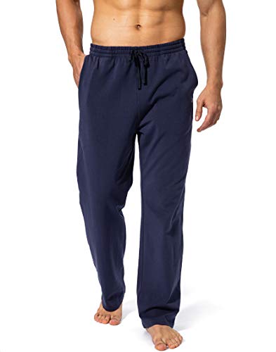 Pudolla Men's Cotton Yoga Sweatpants Athletic Lounge Pants Open Bottom Casual Jersey Pants for Men with Pockets (Navy Blue Medium) - Image 2