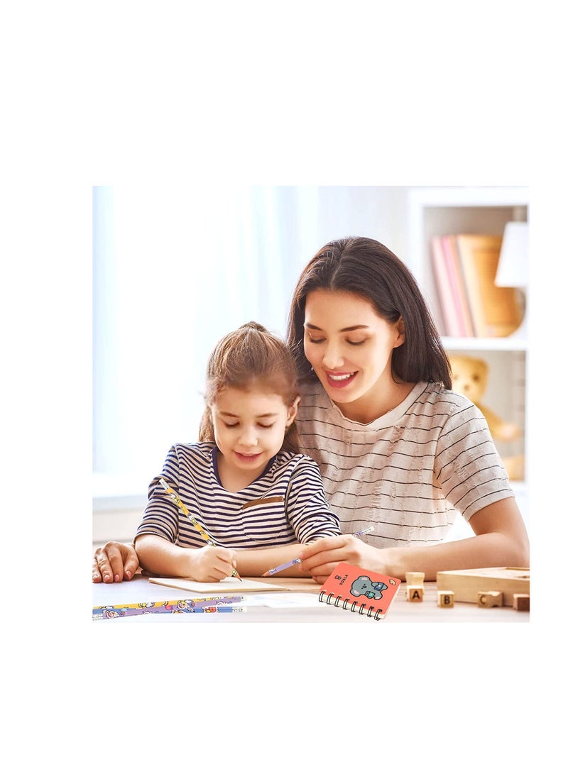 Zikra Mini Carton Notepads Pocket Notebooks Animal Pattern Kids Wooden Pencils Set with Rubber Eraser for Kids Party Bag Fillers Party Favor or Filler, Gift Great Stocking Filler - Image 3