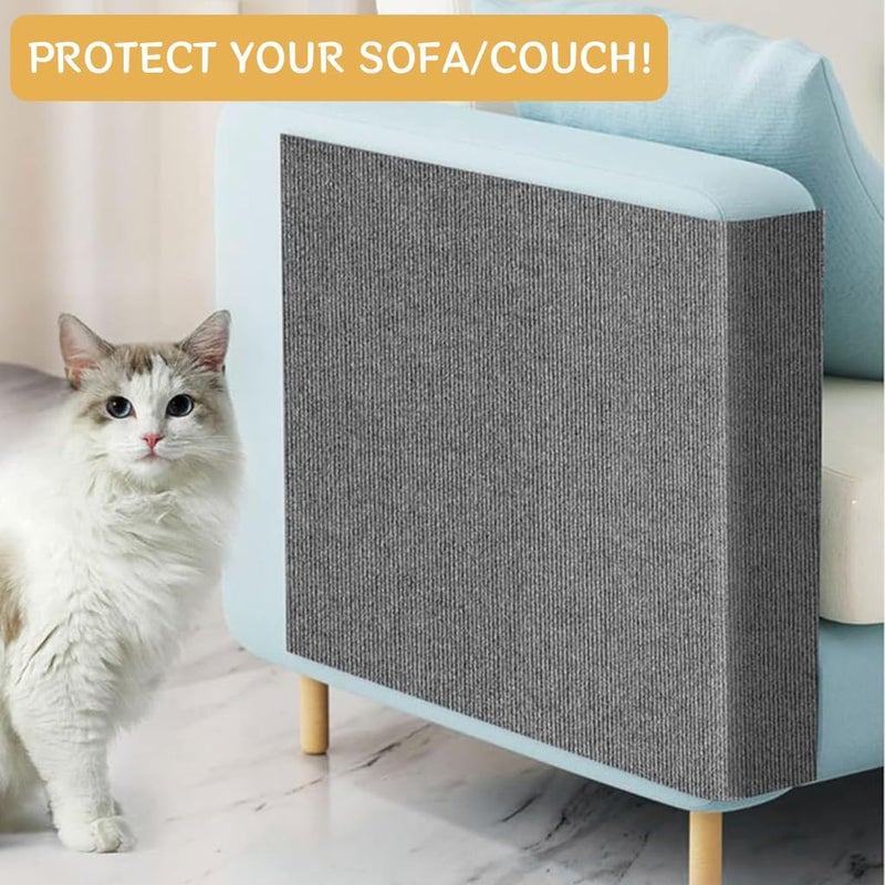 Qpets® وسادة خدش القطط ®، وسادة خدش للقطط، سجادة خدش للقطط قابلة للتقطيع ذاتية اللصق لحماية الأثاث (رمادي، 30*100 سم) - Image 5