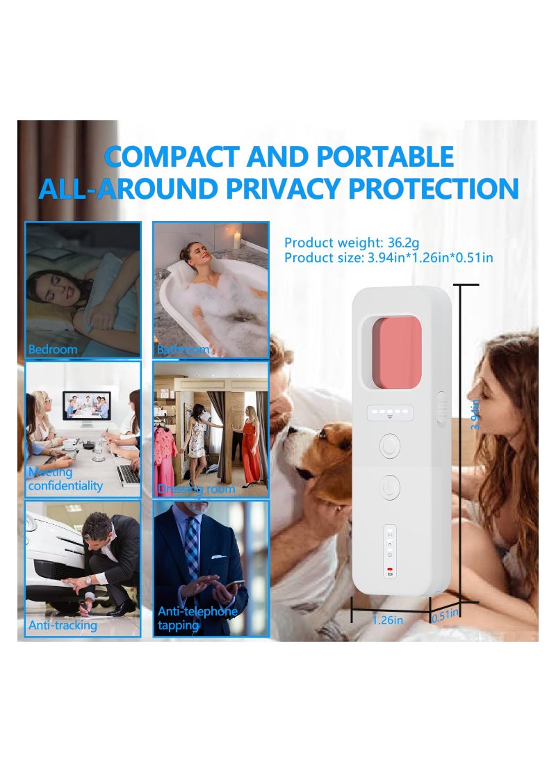 1PCS Hidden Camera Detectors Anti Spy Detector GPS Tracker Detector Infrared Camera Scanner Bug Detector Listening Device Detector RF Signal Scanner Device for Cars Indoor Outroom (White)