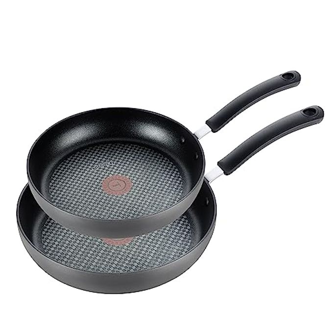 T-fal Ultimate Hard Anodized Nonstick Fry Pan Set 2 Piece, 8, 10 Inch, Oven Broiler Safe 400F, Kitchen, Cookware, Pots and Pans Set Non Stick, Frying Pans, Dishwasher Safe, Black