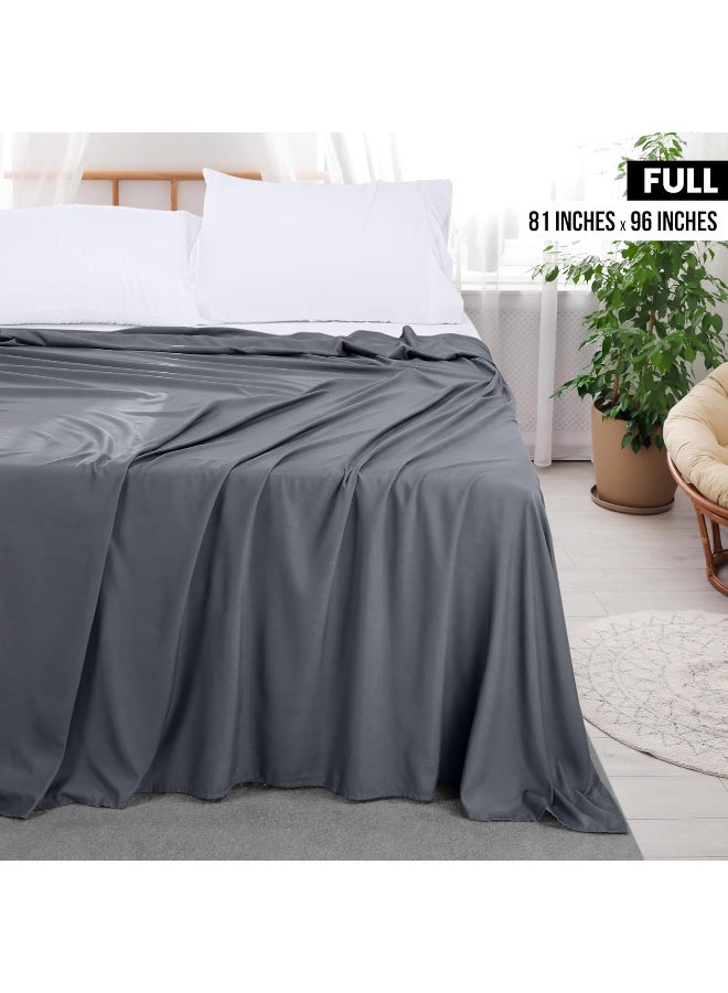 Utopia Bedding Flat Sheet 1 Pack Full Grey Soft Brushed Microfiber Fabric Shrinkage Fade Resistant Top Sheet Easy Care Bed Sheet - Image 3