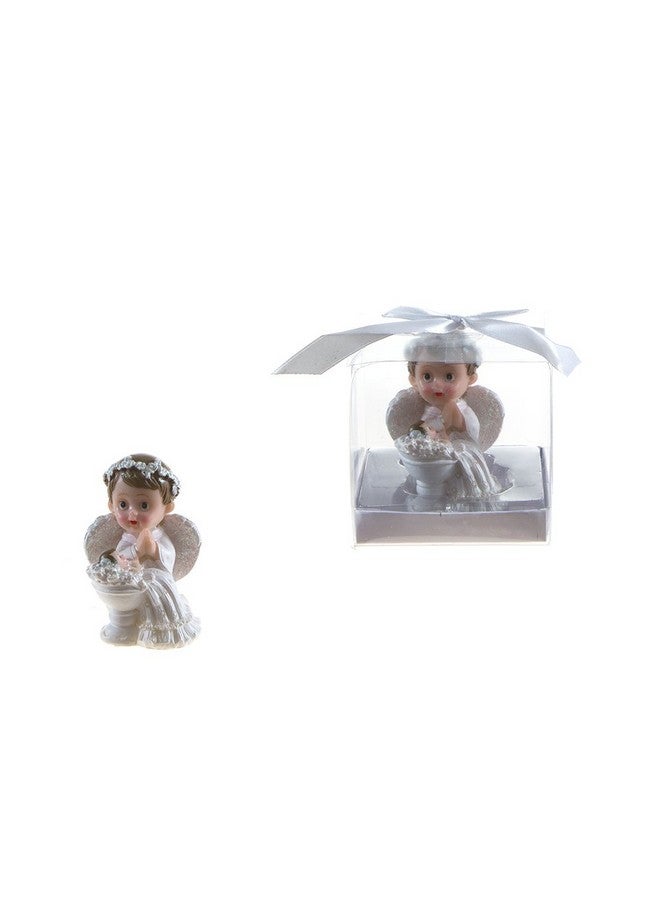 Lunaura Religious Keepsake - Set of 12"Girl" Baby Angel in White Praying Next to Infant Favors - Pink