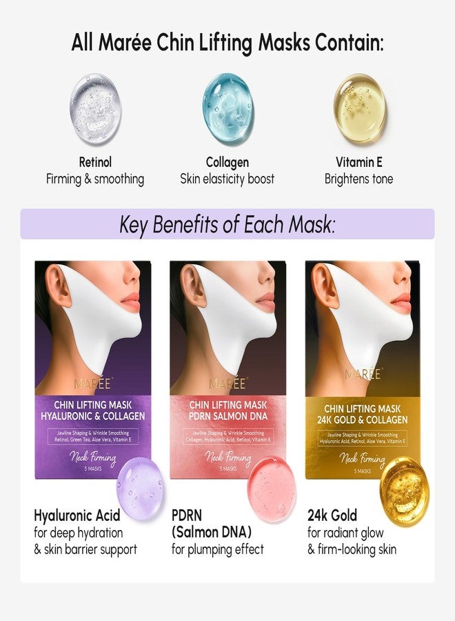 MAREE V Line Lifting Mask with PDRN Salmon DNA – Deep Collagen Face Mask for Women – Jawline Shaper Facial Masks with Retinol – Tightening & Firming Neck Lift Tape – Double Chin Strap for Face Lift - Image 3