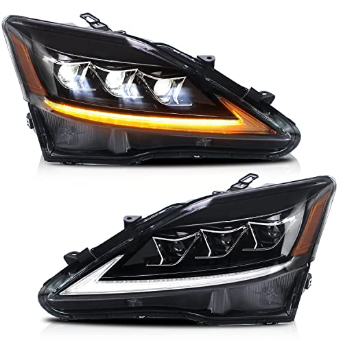 VLAND Led Headlights Compatible with Lexus IS250 IS250C IS350 IS350C IS220d 20062012 ISF 20082014 wSequential Indicator wProjector wAmber Reflector