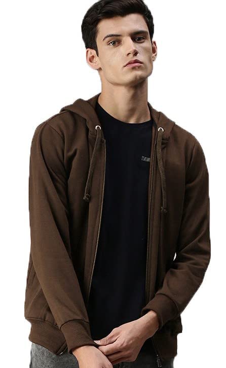 ADBUCKS Men Sweatshirt Winter Wear Hoodie With Zipper (XX-Large, Brown) - Image 1