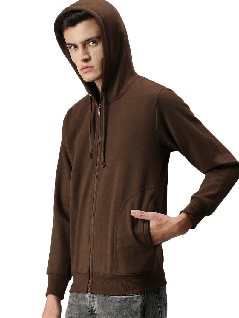 ADBUCKS Men Sweatshirt Winter Wear Hoodie With Zipper (XX-Large, Brown) - Image 3