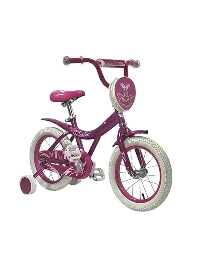 AL BADER Freestyle Kids Bike 16 Inch Bicycle for Girls Ages 7-10 Years, Purple Color, With Trainig Wheels, White Air Tires, With Small Bag, Hand & Foot Brakes. - Image 2