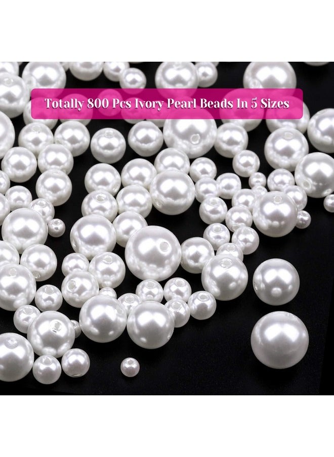anezus Pearl Beads Anezus 800Pcs Ivory Pearl Craft Beads Loose Pearls For Jewelry Making Crafts Decoration And Vase Filler (Assorted Sizes)  - Image 4