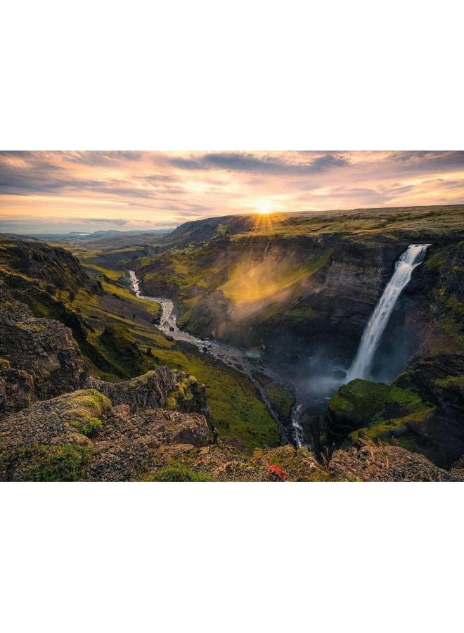 Ravensburger Haifoss Waterfall Iceland 1000‑Piece Jigsaw Puzzle – 70×50 cm Premium Soft‑Click Fit & Anti‑Glare Linen‑Textured Paper for Ages 12+ – Majestic Icelandic Waterfall Landscape | 16738‑8 - Image 2