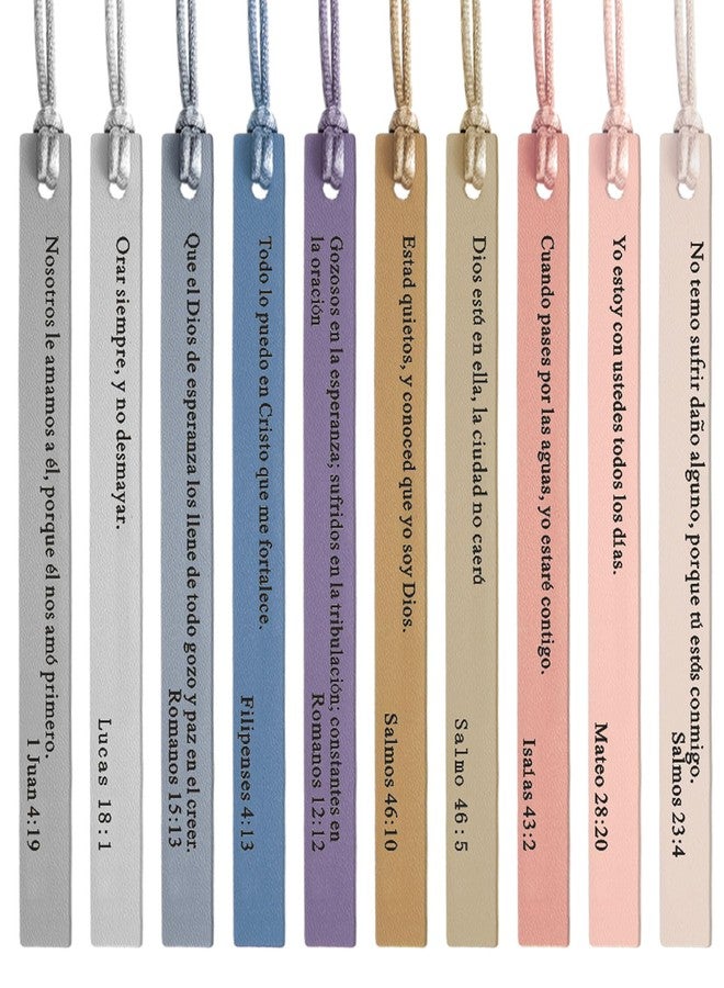 سكاي جيم، ٢٠ قطعة من فواصل الكتب الجلدية المسيحية، هدايا للرجال والنساء، فواصل كتب مسيحية إسبانية بالجملة، آيات من الكتاب المقدس، هدايا لنادي الكتاب (لون موراندي) - Image 1