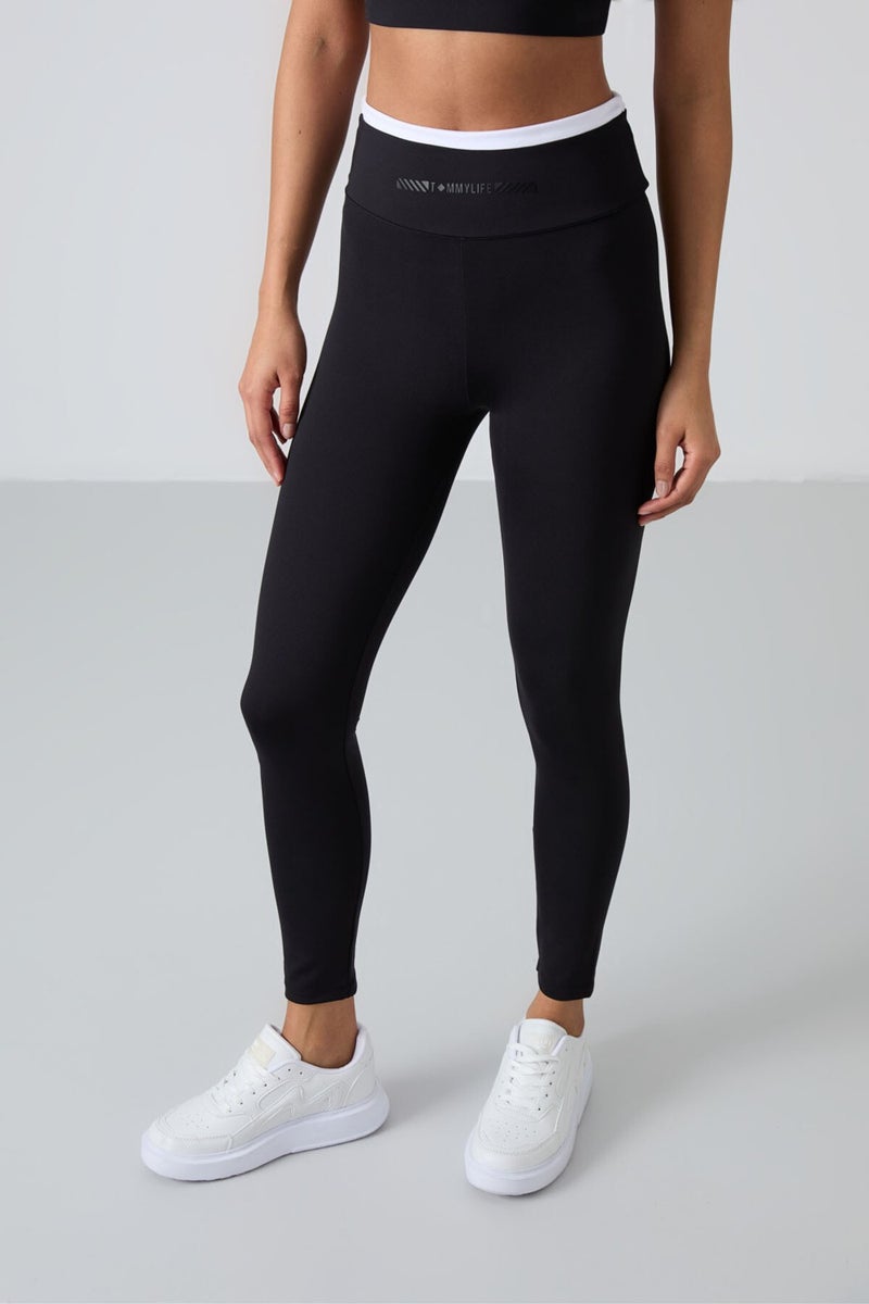 Tommy Life Black Polyester Flexible Standard Fit Performance Women's Tights Set - 95333  - Image 2
