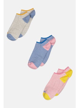 RBX Women 3 Pair Brand Logo Ankle Socks, Multicolor  - Image 1