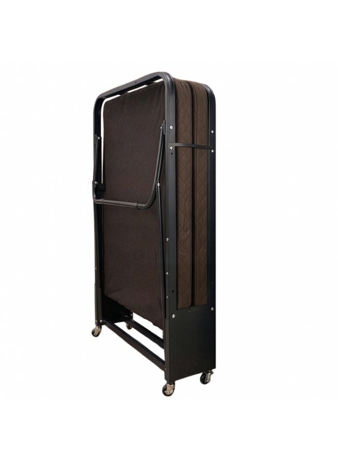 كادي ون سرير قابل للطي بطول 190 سم مع مرتبة مريحة و هيكل معدني متين، سرير حديد فردي متنقل متعدد الاستخدامات مزود بعجلات لسهولة الحركة مثالي للمنزل و الرحلات - Image 2