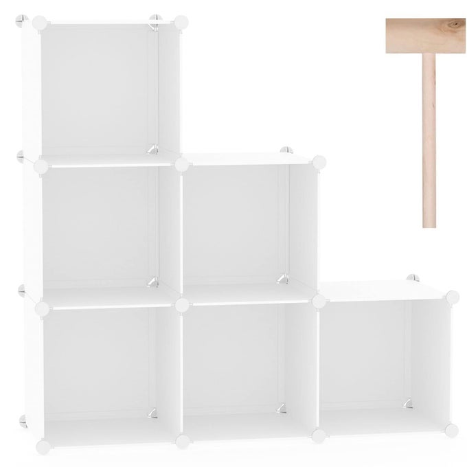 6CUBE STORAGE ORGANIZER STACKABLE STORAGE CUBES SHELVES PORTABLE BOOKSHELF PLASTIC CLOTHING STORAGE CLOSET ORGANIZER DIY MODULAR SHELVING UNITS FOR WARDROBE HOME MILKY
