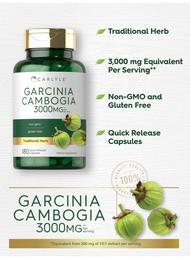 مستخلص غارسينيا كامبوجيا من كارلايل | ٣٠٠٠ ملغ | ١٨٠ كبسولة | مكمل غذائي خالٍ من الغلوتين وغير معدّل وراثيًا - Image 4