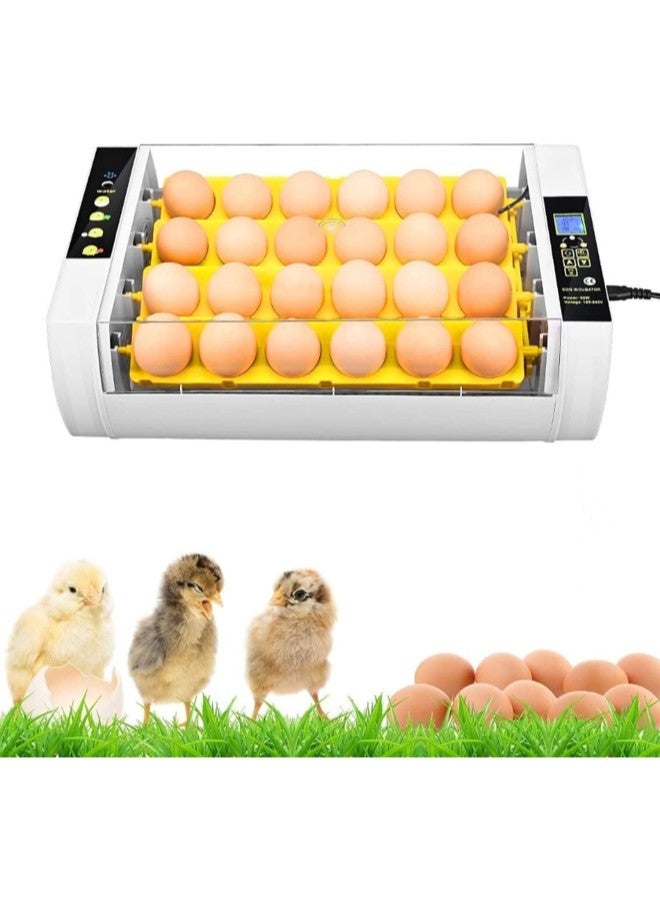 klarako 24 Eggs Incubator, Fully Automatic Turning Temperature Humidity Incubator Hatcher Control Digital Poultry Hatcher Machine with Display for Chicken Duck Quail Bird Eggs  - Image 1