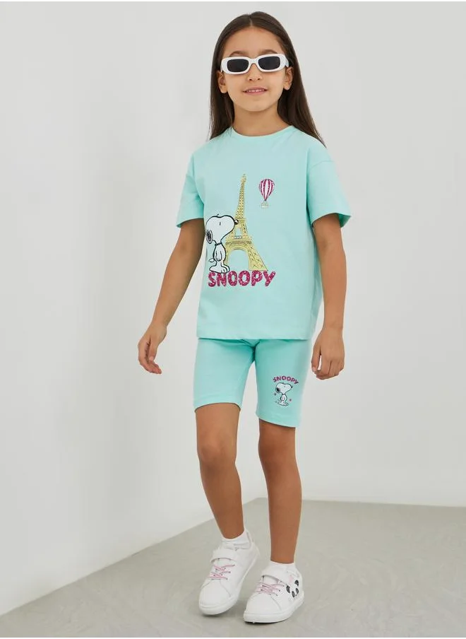 ستايلي Styli Snoopy Graphic Print Cycle Shorts