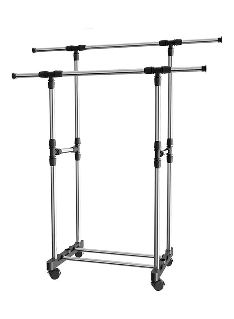 bunca Clothes Drying Rack with Rolling Wheels, Adjustable Rods - Image 1