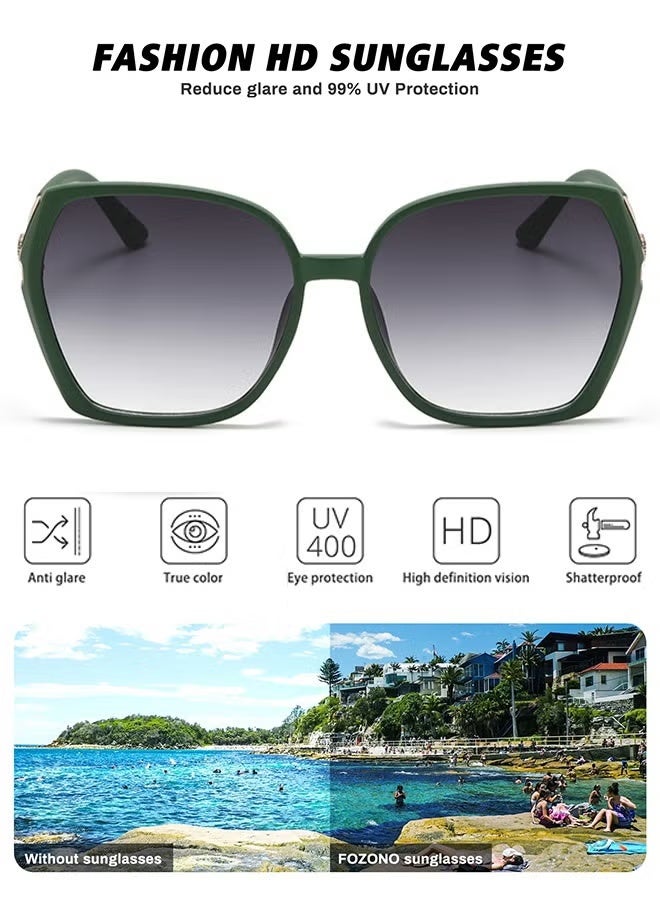 AZorb Sunglasses Women Unique Fashion Quare Design Sun Glassess for Womens High Quality Sun …Glassess Gradient Ladies Sunglass UV400 Protection Eyewear Women's Eye Glasses for Travel Daily Shades Green - Image 5