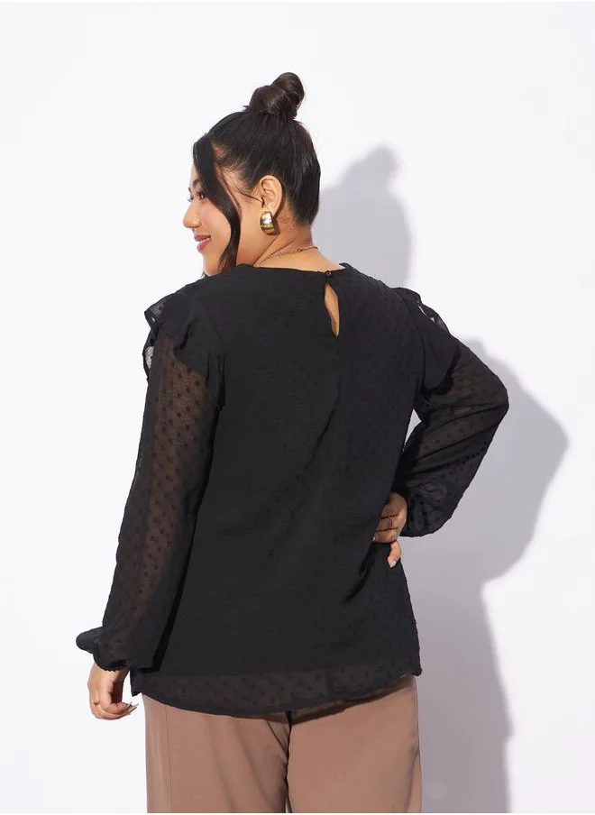 SASSAFRAS Plus Dobby Round Neck Top by Styli
