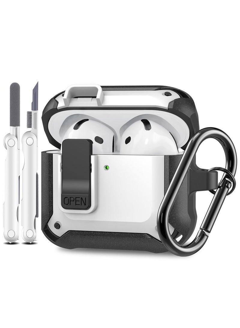 ANYOGRO Airpods 4 Case Cover with Cleaning Kit, PC Material with Secure Lock Rugged Cover for Airpods 4th Generation 2024 Case Front LED Visible - Image 1