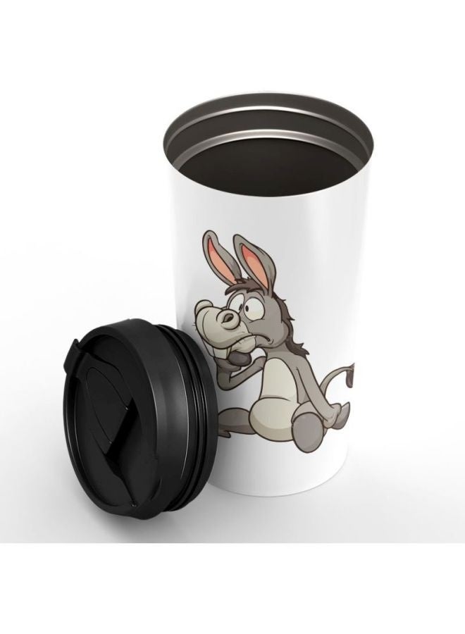 LIT كوب ستانلس ستيل مطبوع بشكل حمار لطيف مع غطاء - Image 2