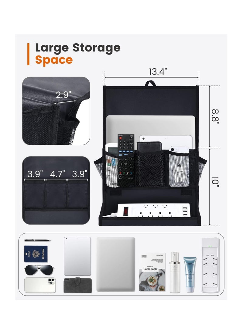 KASTWAVE Bedside Caddy, Hanging Bedside Organizer with Power Strip Holder, Bedside Storage Organizer with 6 Pockets Multi-functional Organizer Caddy  - Image 2