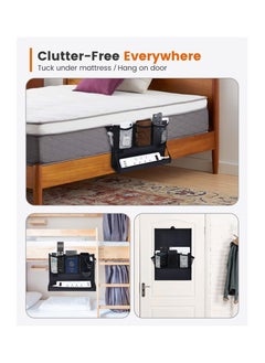 KASTWAVE Bedside Caddy, Hanging Bedside Organizer with Power Strip Holder, Bedside Storage Organizer with 6 Pockets Multi-functional Organizer Caddy  - Image 4