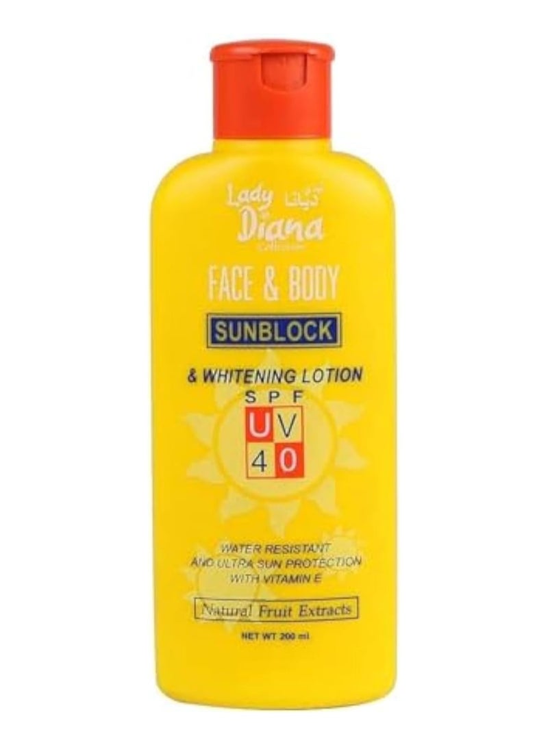 Lady Diana Face And Body Sunblock And Whitening Lotion SPF 40 200ml
