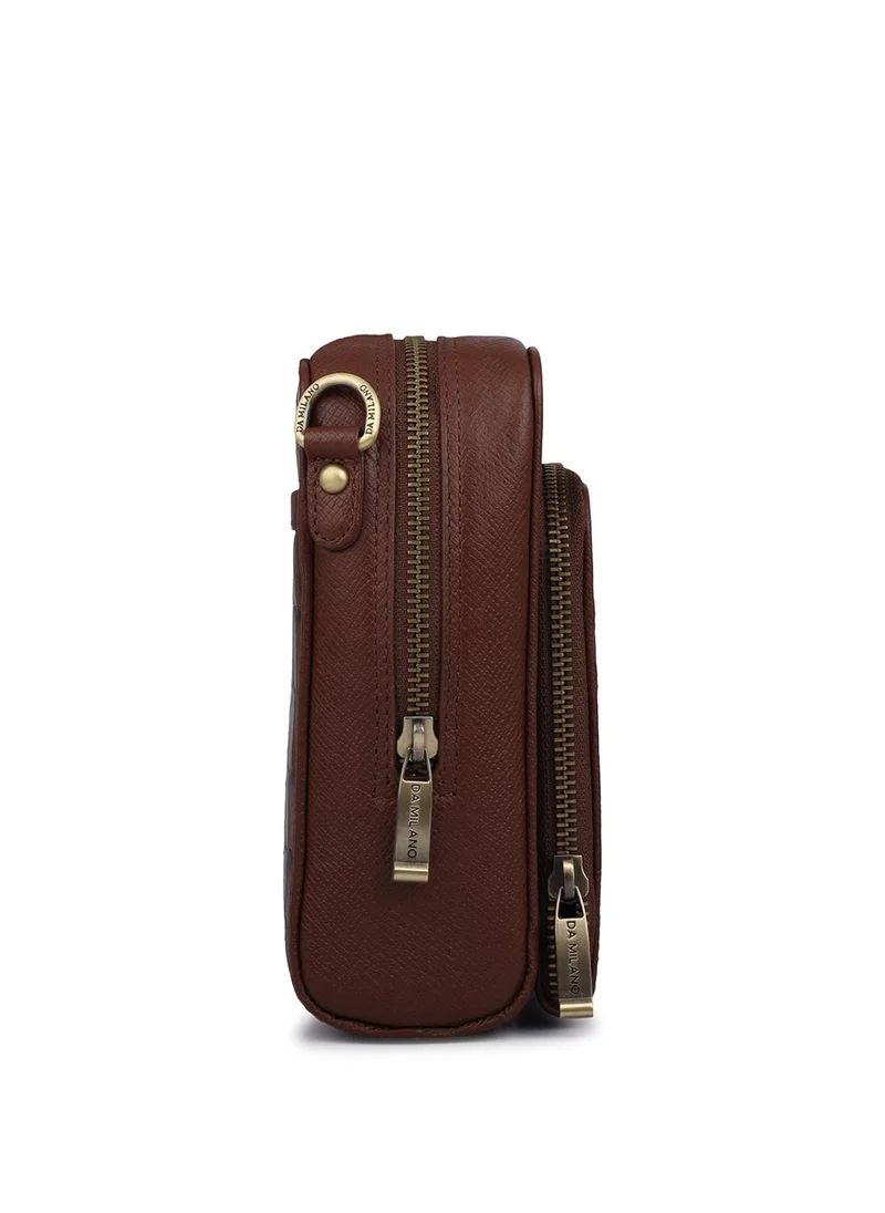 Da Milano  Da Milano Genuine Leather Brown Sling Bag for Men | Best Price UAE