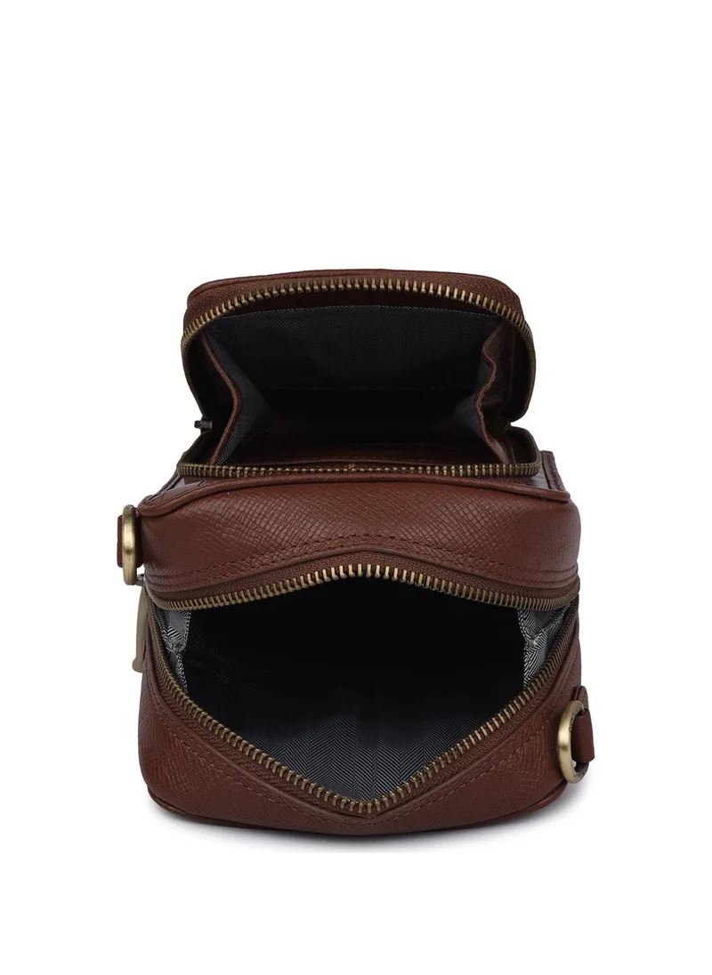 Da Milano  Da Milano Genuine Leather Brown Sling Bag for Men | Best Price UAE