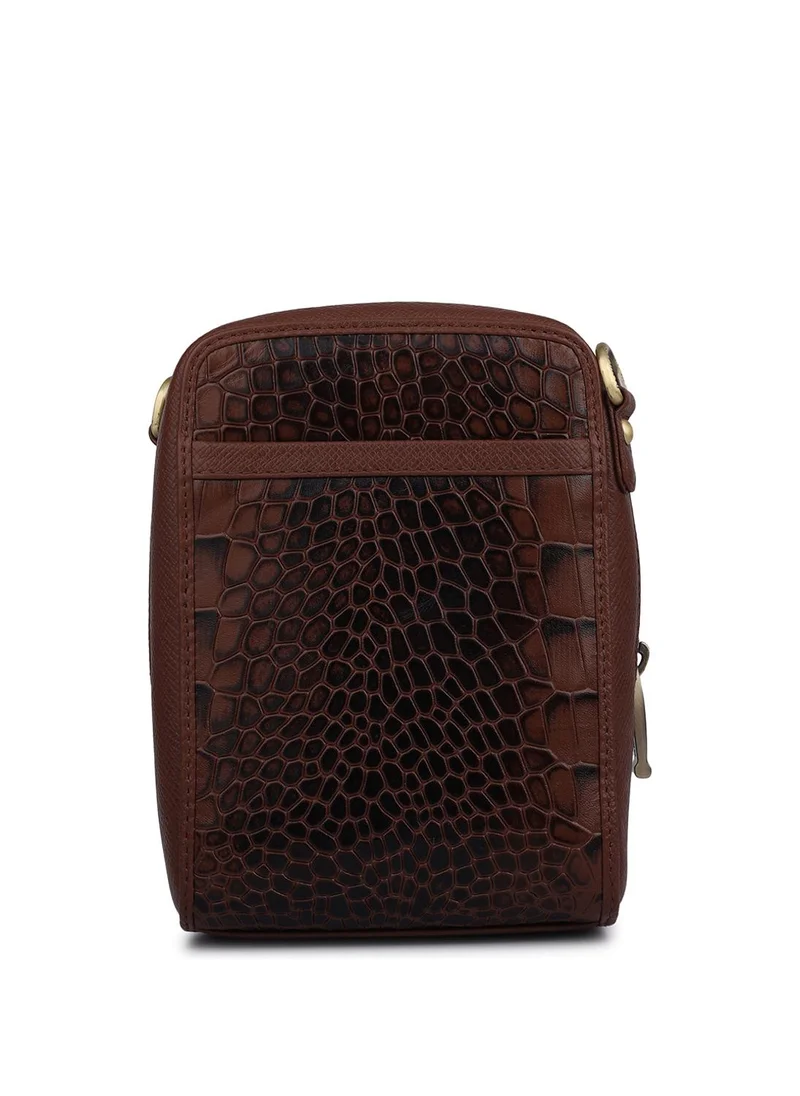 Da Milano  Da Milano Genuine Leather Brown Sling Bag for Men | Best Price UAE