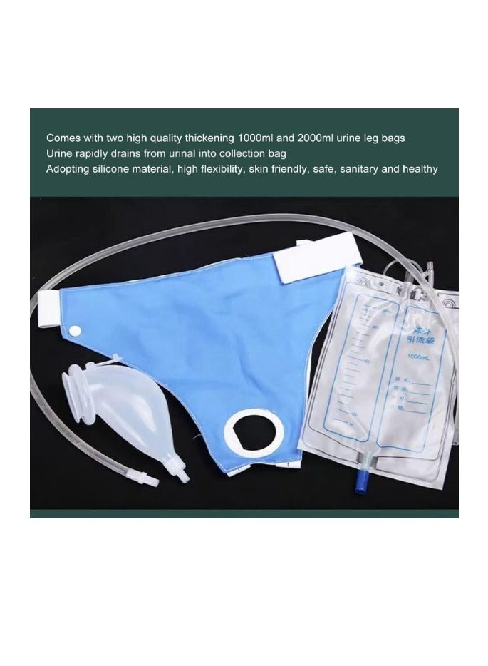 OASIS-TH Reusable Silicone Urine Collector with Portable Wearable Urinary Drainage Bag System Wearable Washable Urinal Collector for Old man while Sleeping Bed Patients for 60+ Years Old  - Image 4