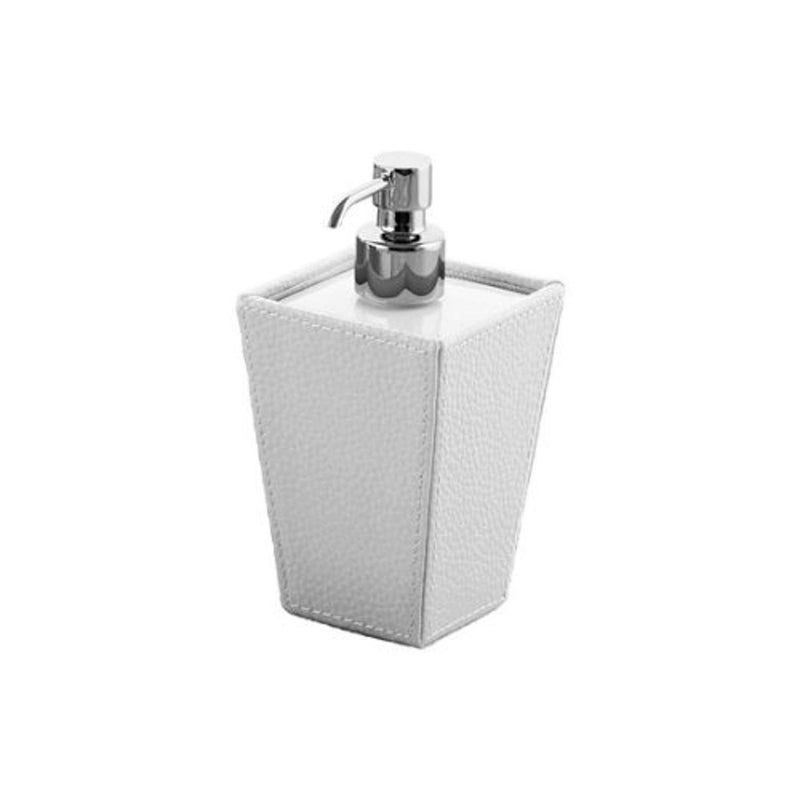 Gedy Kyoto Square Faux Leather and Ceramic Soap Dispenser, White - Image 5